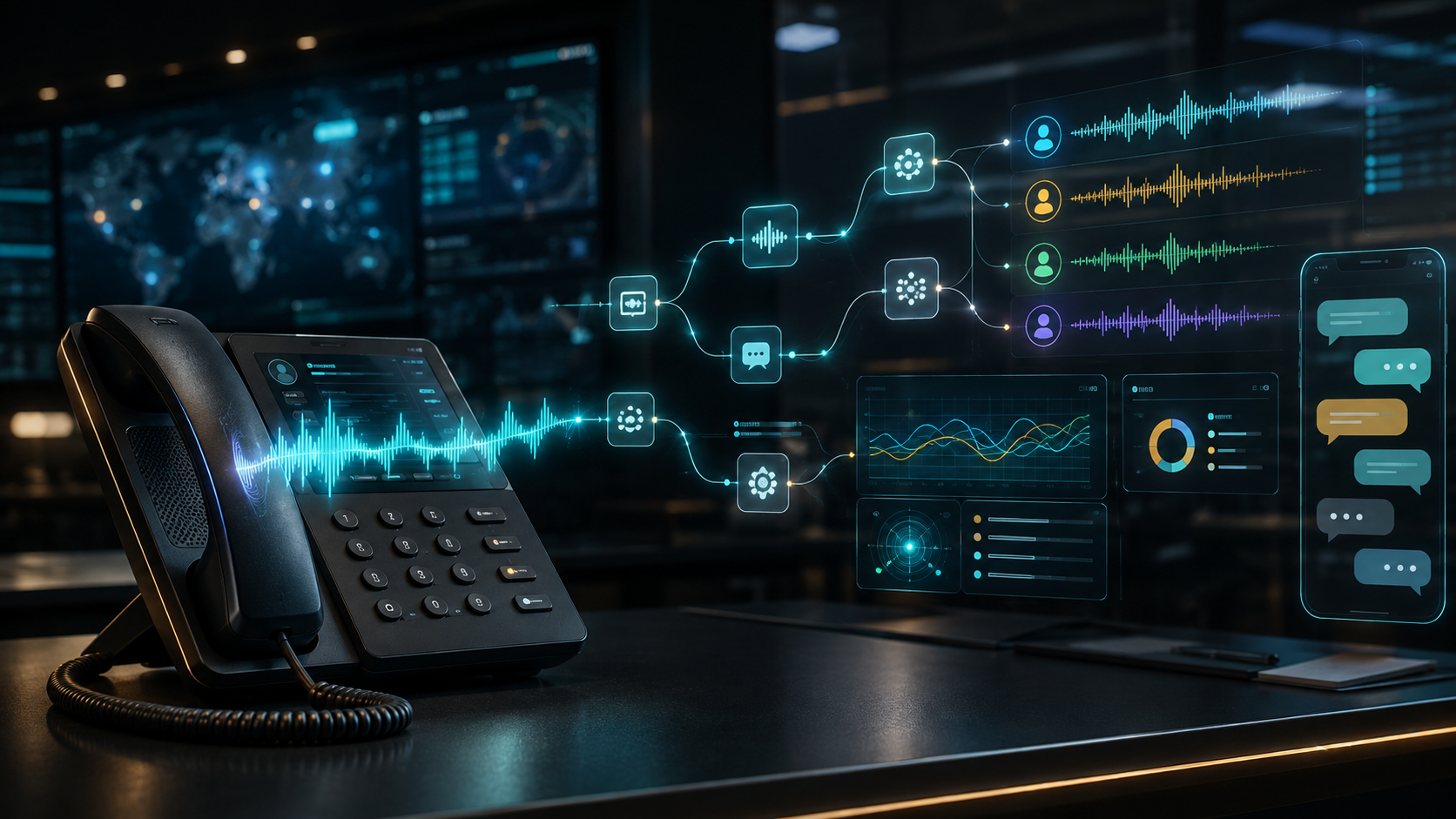 IA de voz integrada à telefonia e automação